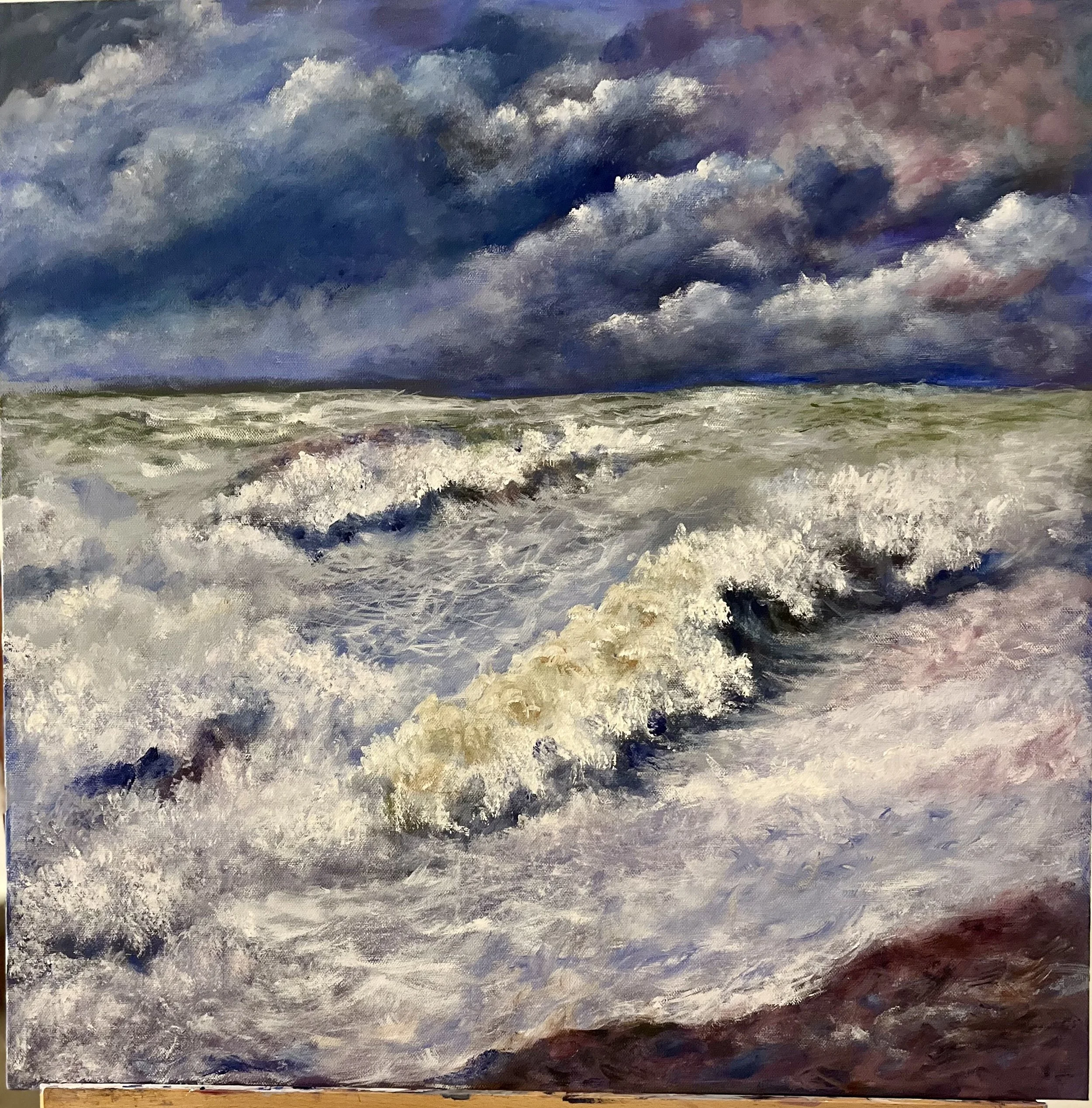 Study of Renoir Ocean, 24 x 24, oil, Available
