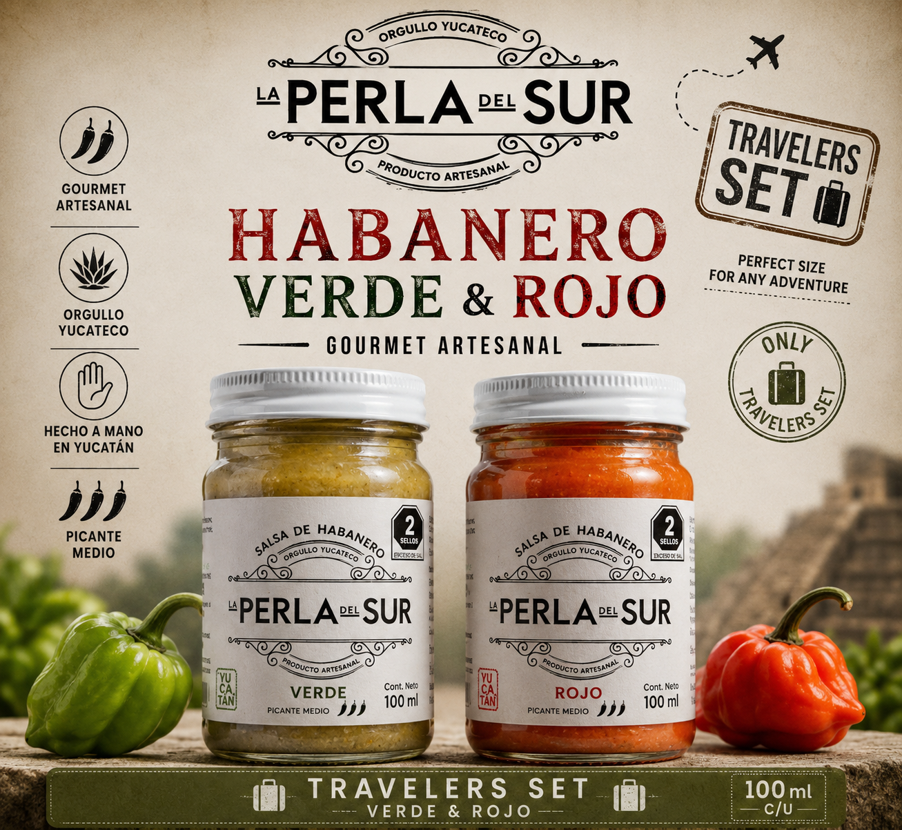 La Perla Del Sur - 100 - ml  VERDE & ROJO set