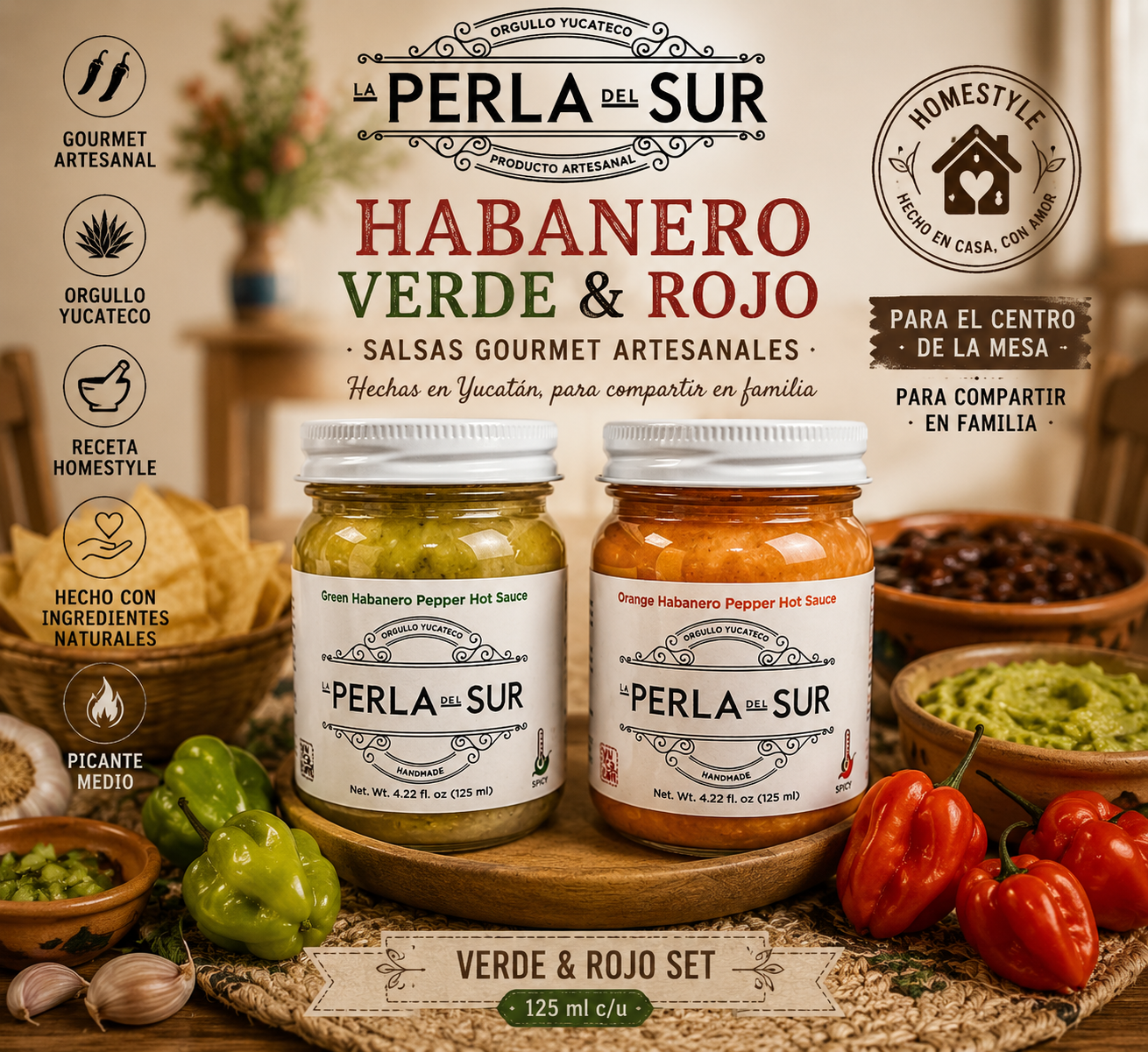 La Perla Del Sur - 125 - ml ROJO & VERDE s&h included..