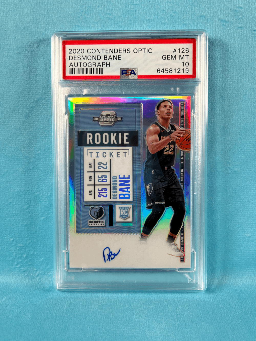 2020 Contenders Optic Desmond Bane Rookie Card Auto PSA 10