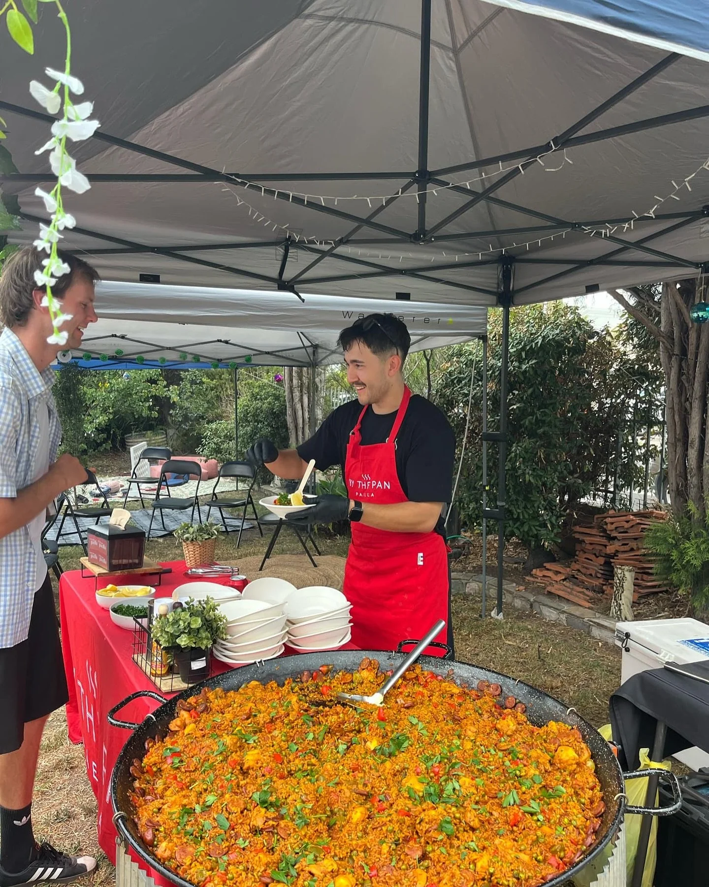 Saturdays double birthday event. Chicken &amp; Chorizo (extra sosig) to feed the hungry crowd 🎂🥘