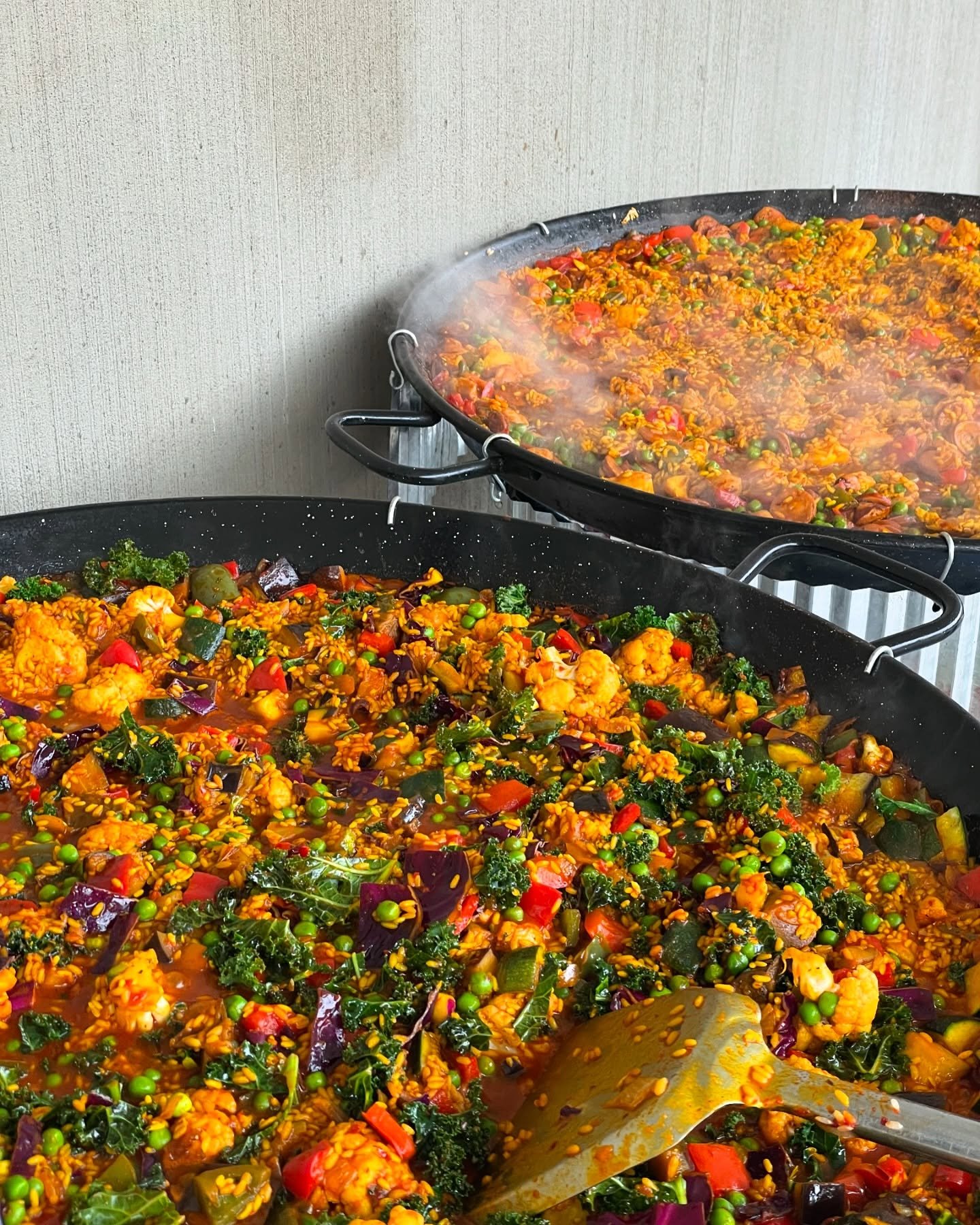 paellas looking VIBRANT for a private staff event 🥘
