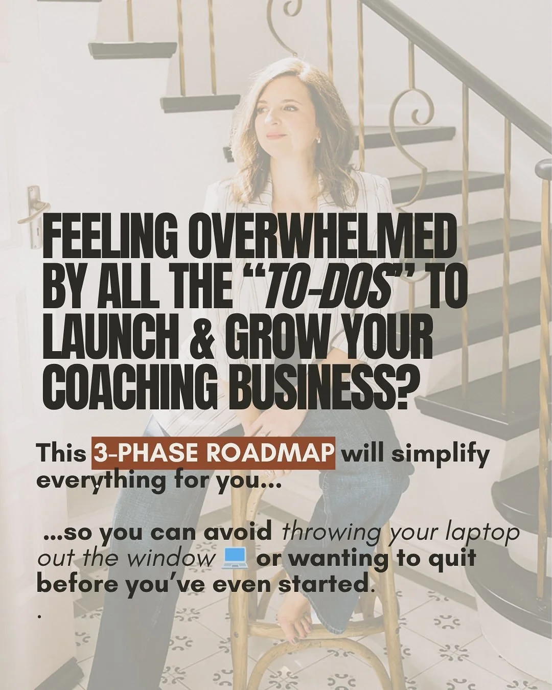 Drowning in “shoulds” and never-ending to-dos to launch + grow your coaching business? 
I hear you. 
This simple 3-phase roadmap is designed to help you simplify and create a more spacious strategy.
It shows you what to focus on right