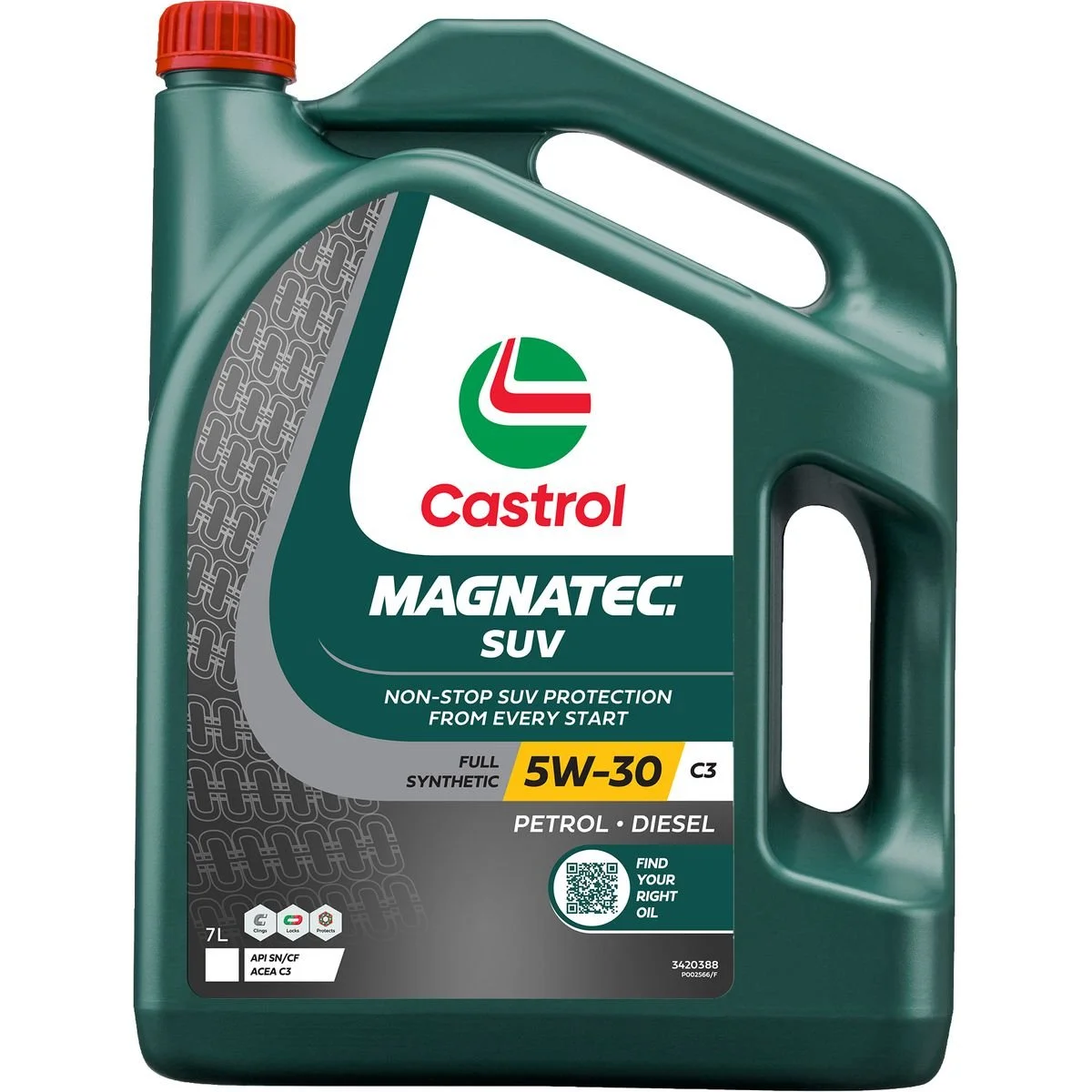 Green container of Castrol Magnatec SUV full synthetic motor oil, 5W-30, 7 liters, suitable for petrol and diesel engines