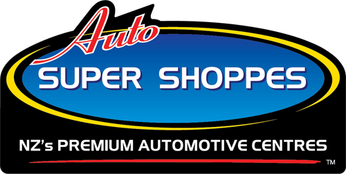 Auto Super Shoppes sign with the text 'NZ's Premium Automotive Centres' on a black background.