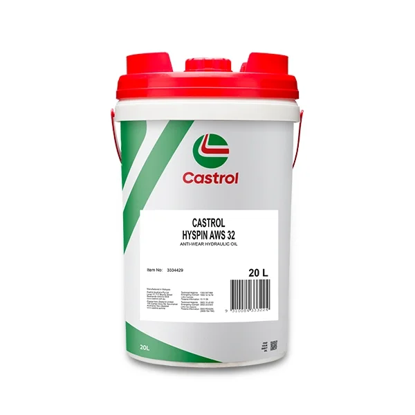 Castrol Hyspin AWS 32 anti-wear hydraulic oil, with a 20-liter capacity.