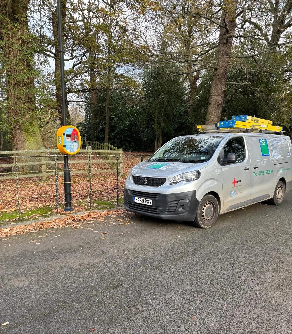Yesterday, OurJays hero&rsquo;s @jrpelectricalservices installed accessible defibrillator number 306 at Coton Park estate, Churchover, Rugby. 

We&rsquo;ve worked with Churchover Parish Council, to provide OurJays charity discount alongside their gra