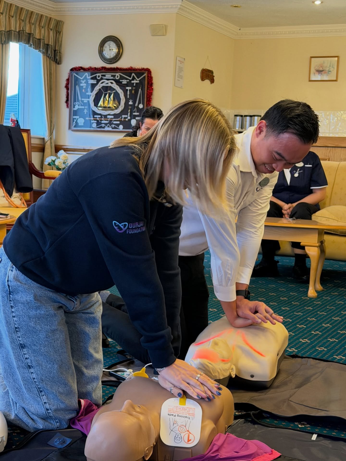 Another busy day for OurJay today. 
Naomi was helped by Karen over at Burlington Care Home/Apartments Northampton, to deliver a CPR/AED awareness session to staff and residents, after their recent installation of an OurJay accessible defibrillator. F