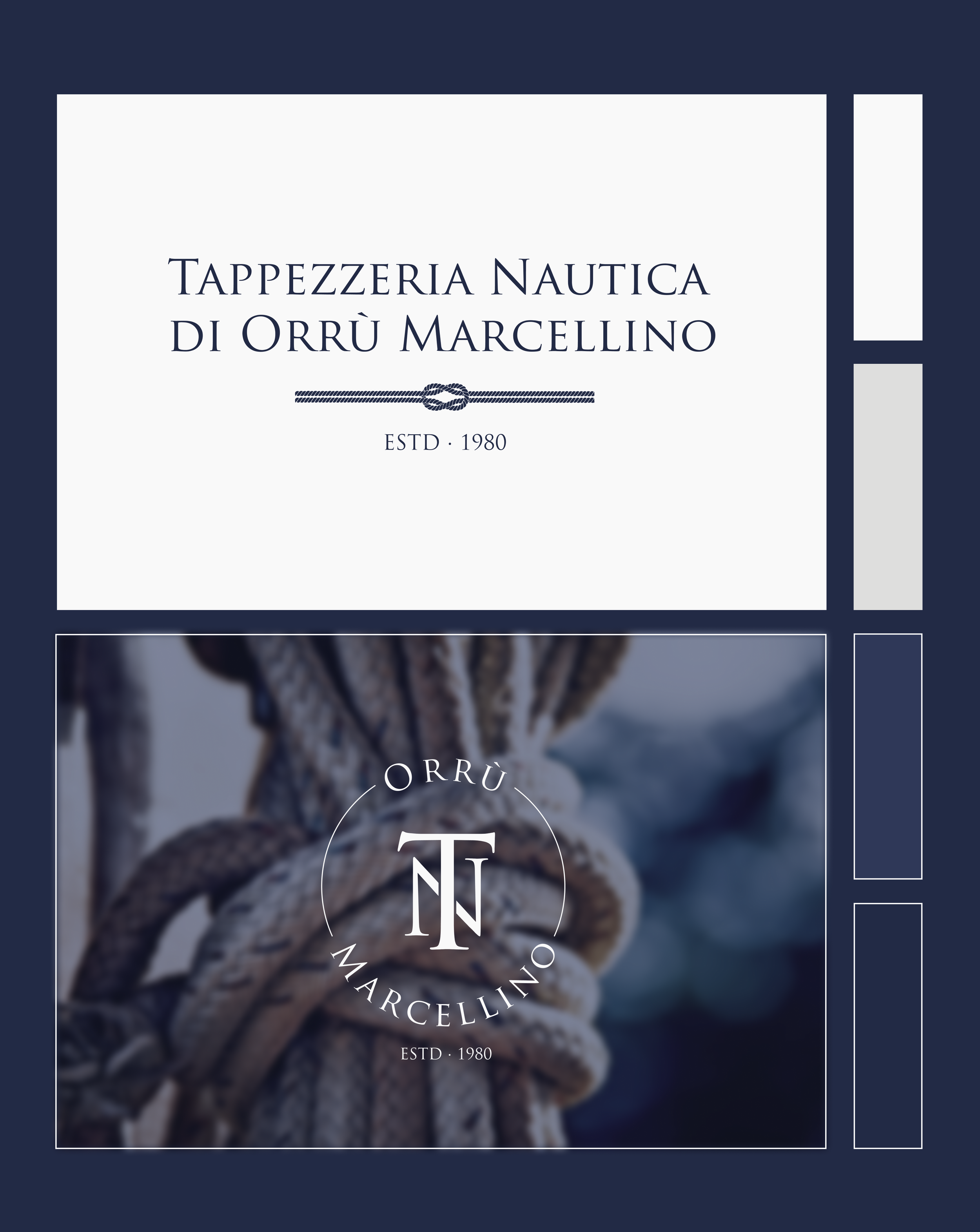 Nautical upholstery logo studio and color palette