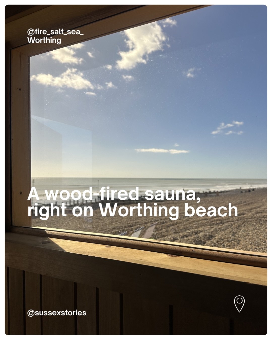 Fire Salt &amp; Sea is a community wood-fired sauna right on Worthing beach.

One of those low-key Sussex finds that makes a day by the coast feel different.

@fire_salt_sea_ 

#sussexstories