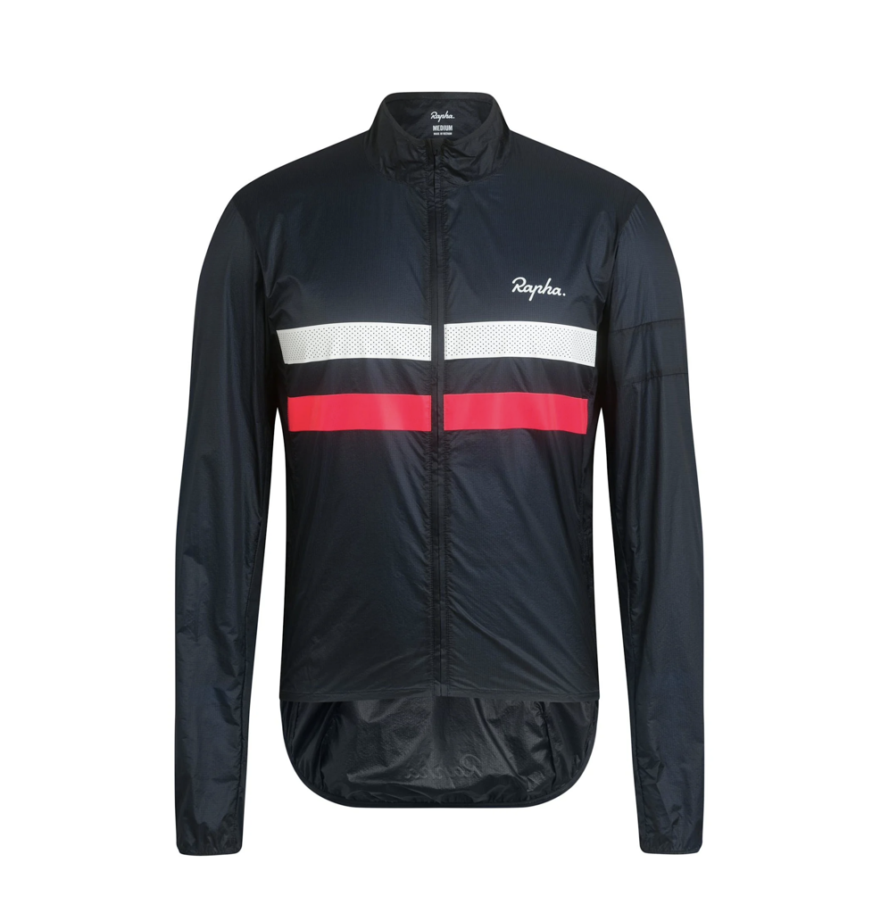 RAPHA Brevet Flyweight Wind Jacket Dark Navy/High-Vis Pink/White 