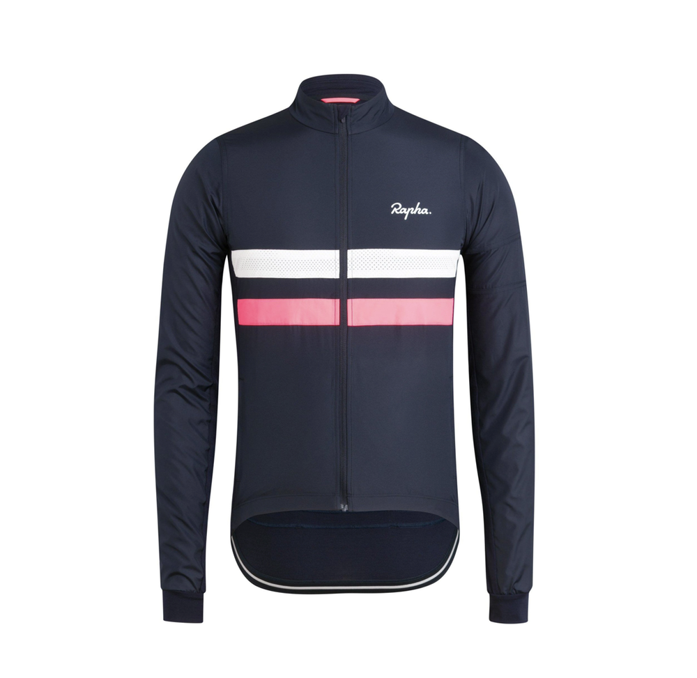 RAPHA Brevet Long Sleeve Windblock Jersey Dark Navy/White