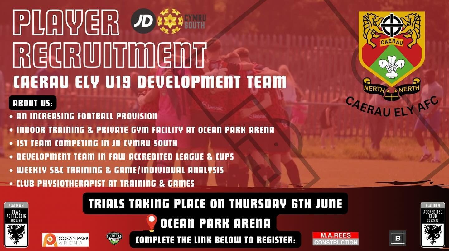 We are recruiting for players to join our U19s Development programme. If you are committed, hardworking and want to be a part of a growing football programme then sign up below. 

To sign up to trial please click the link:

https://www.caerauelyfc.co
