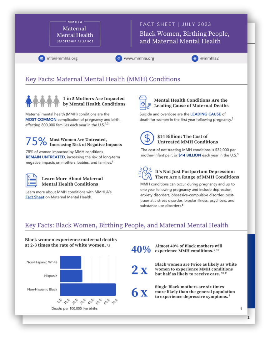 Fact Sheets — Maternal Mental Health Leadership Alliance: MMHLA