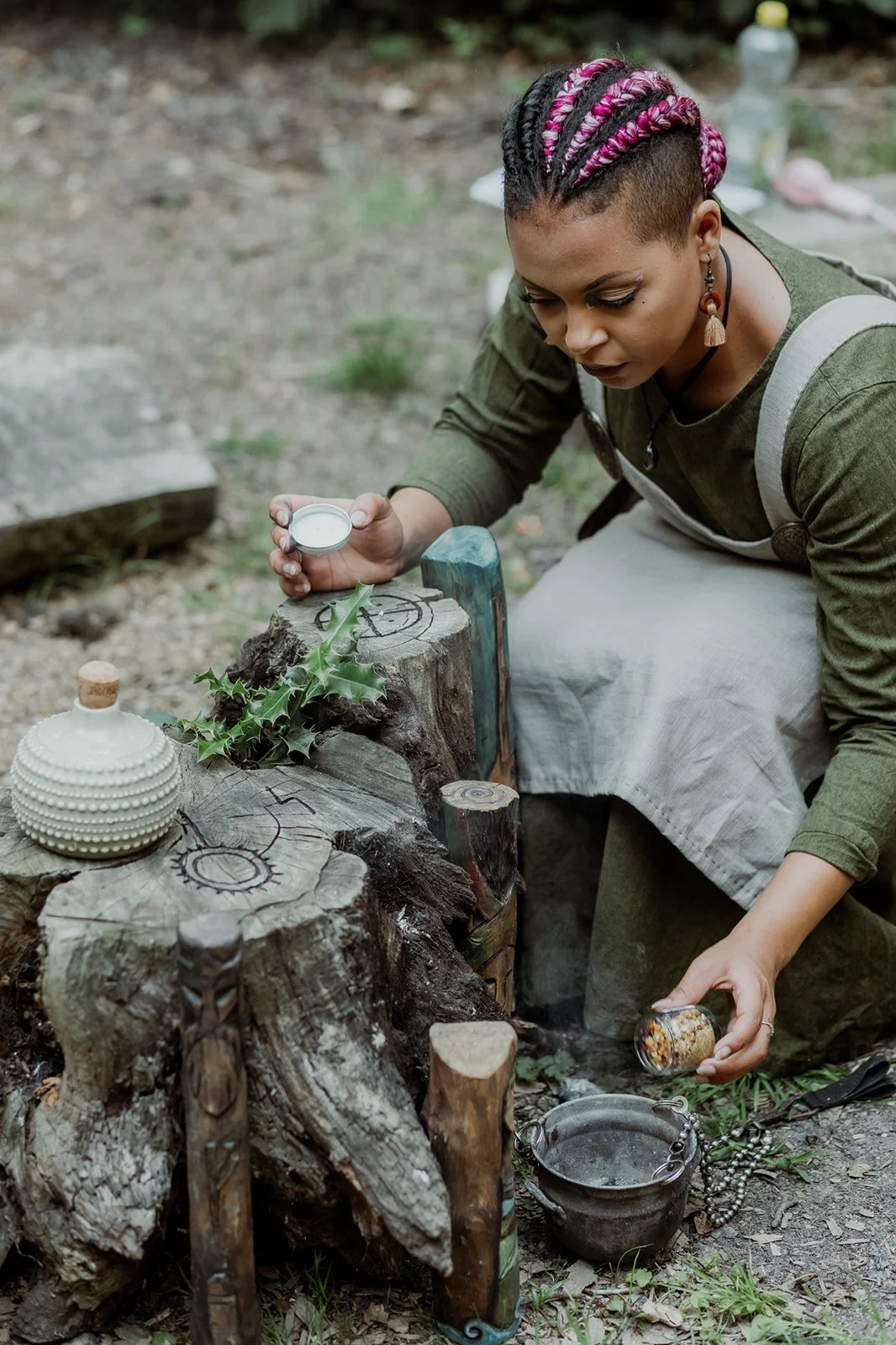 preparing solstice altar