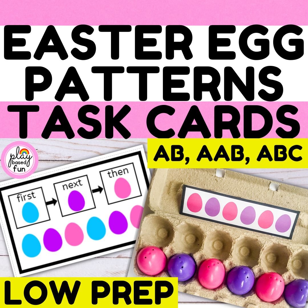 EASTER EGG PATTERN TASK CARDS, AB AAB ABC Patterns, TASK BOX for Special education and KINDERGARTEN