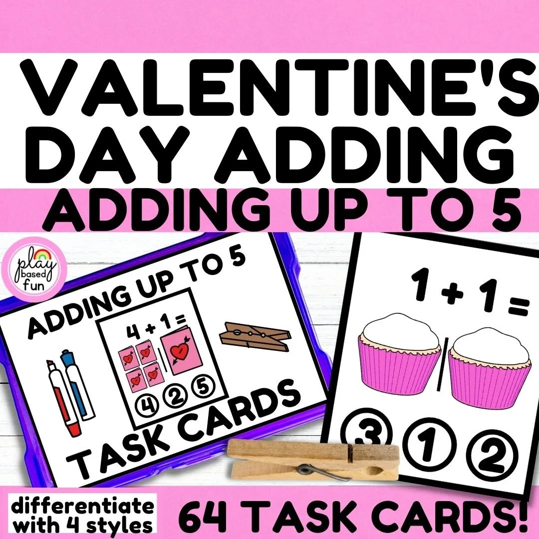 VALENTINES DAY MATH ACTIVITY, Adding Task Cards Math Centers, Low Prep Task Box