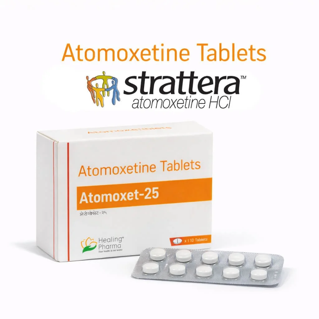 Atomoxet-25 atomoxetine tablet packaging with blister pack