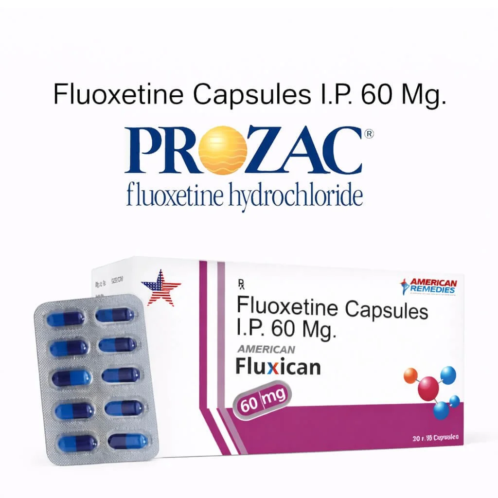 Fluxican fluoxetine capsule packaging with blister pack