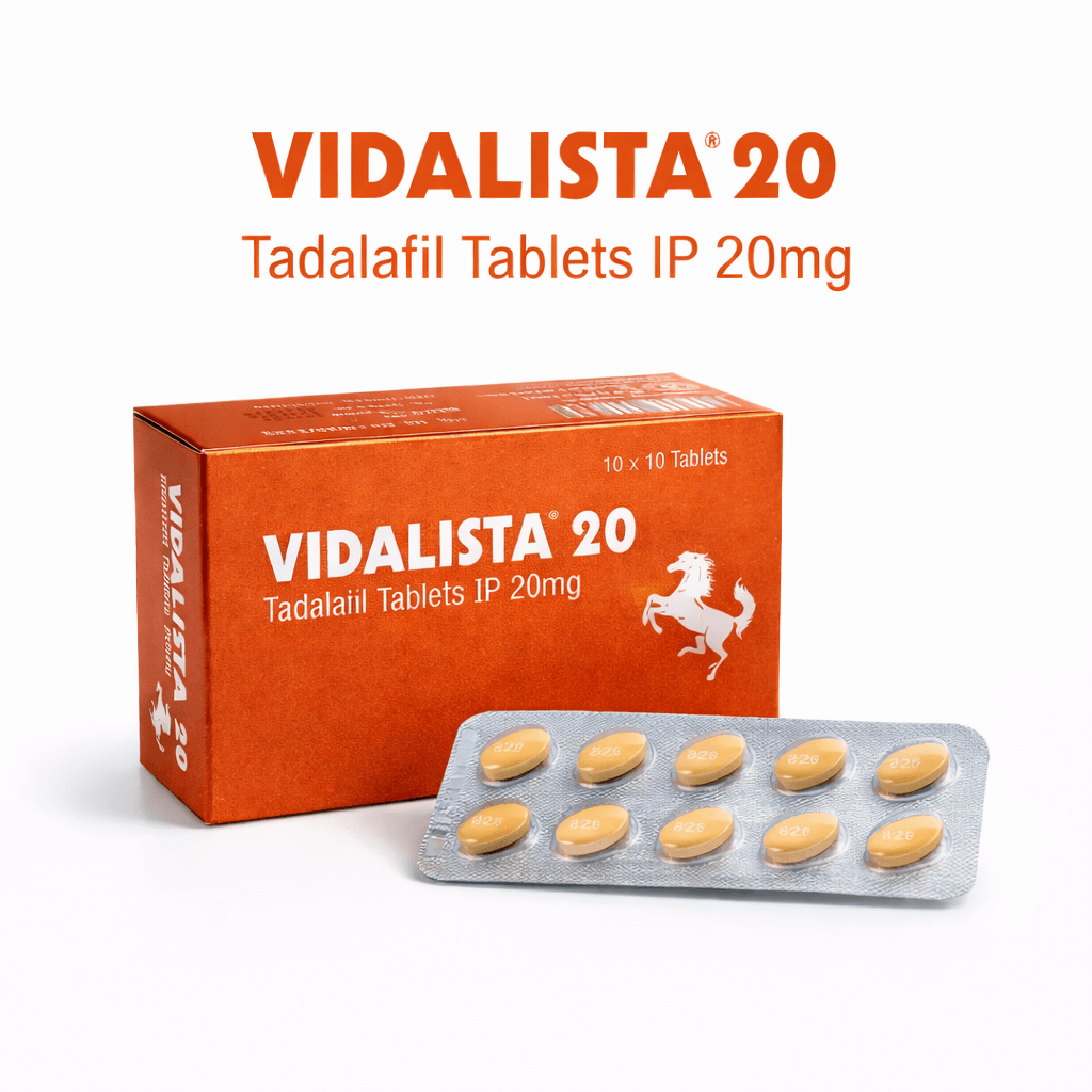 Vidalista 20 tadalafil tablet packaging with blister pack