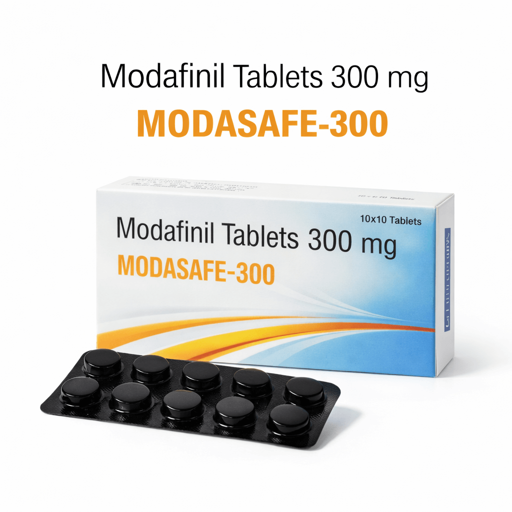 Modasafe 300 modafinil tablet packaging with blister pack