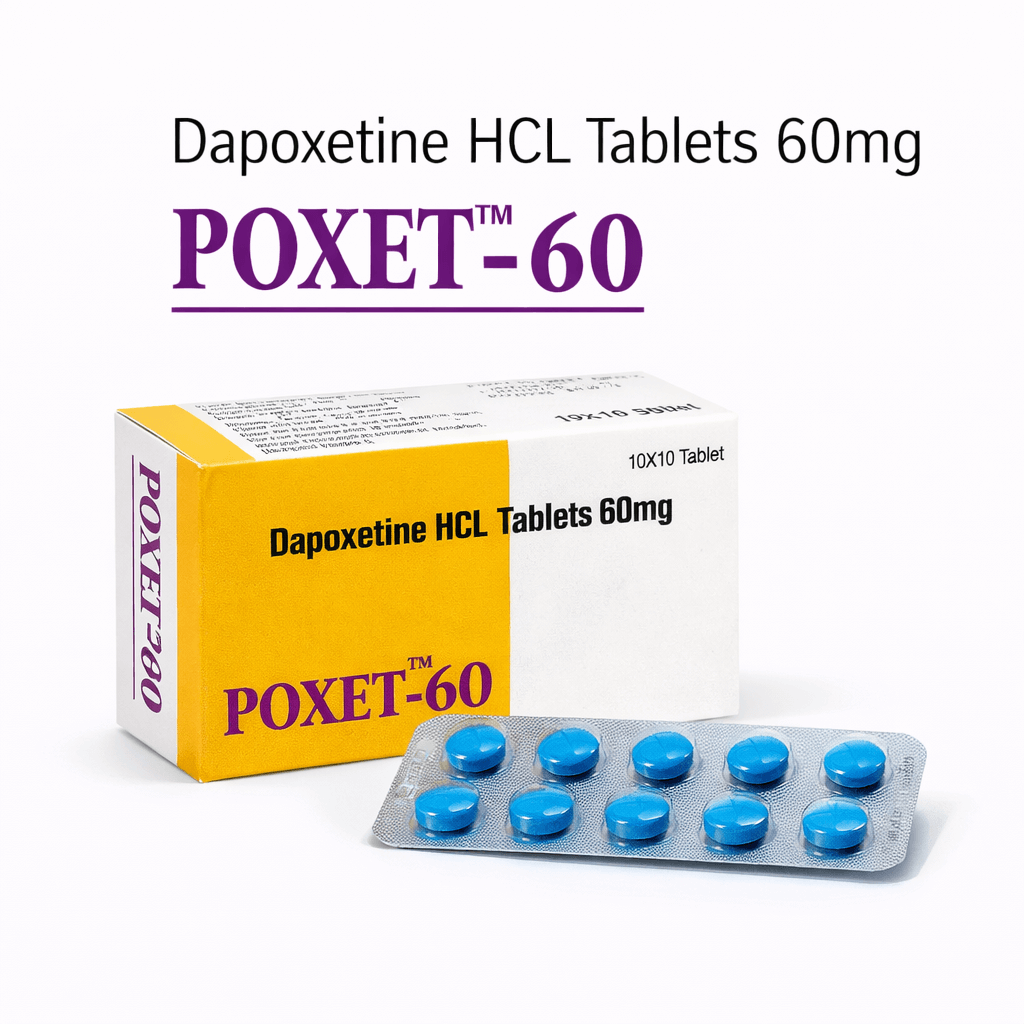 Poxet-60 dapoxetine tablet packaging with blister pack