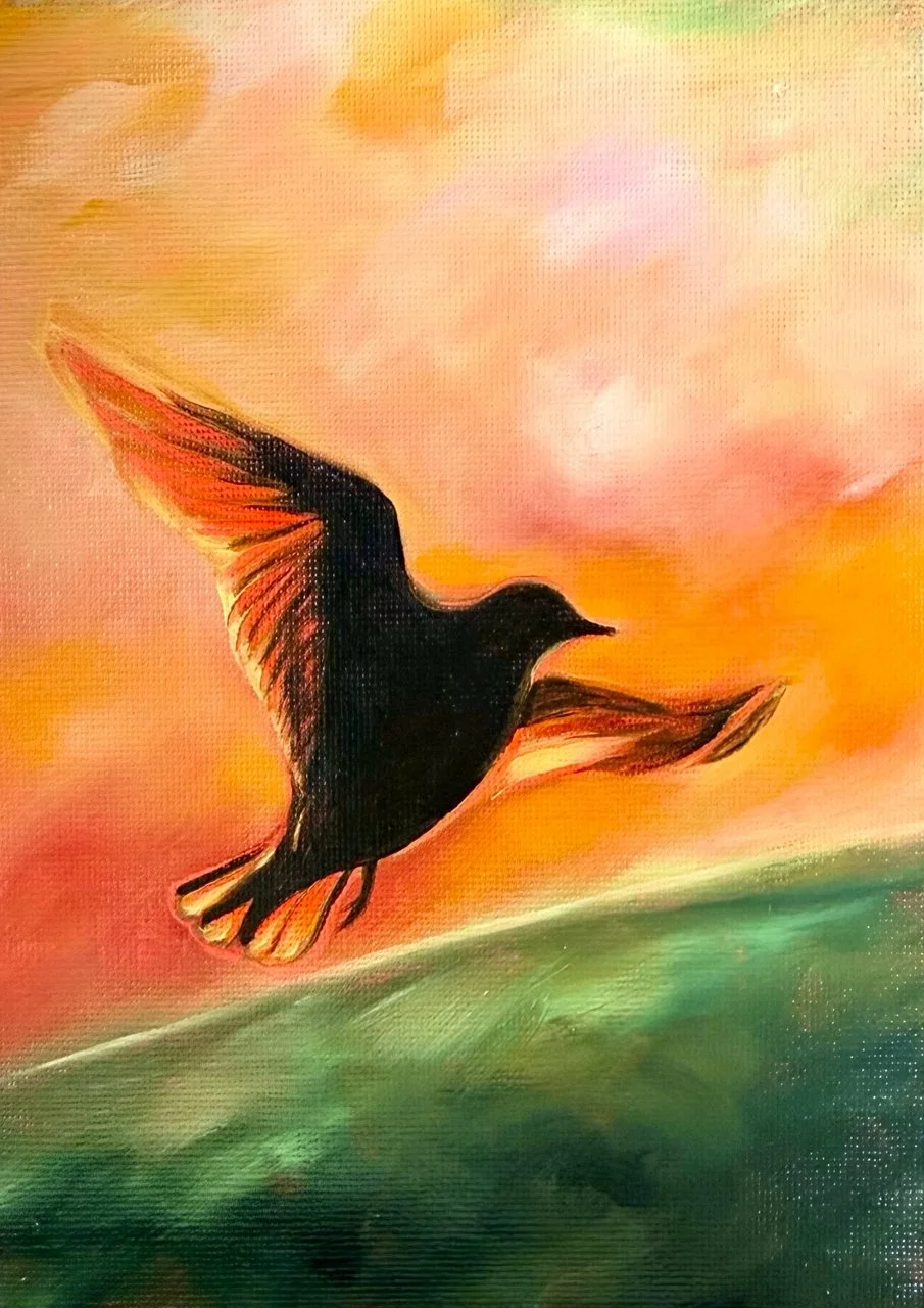 "Bird" mini oil painting, 100 paintings in 100 days, Nesty Luna Art.jpg