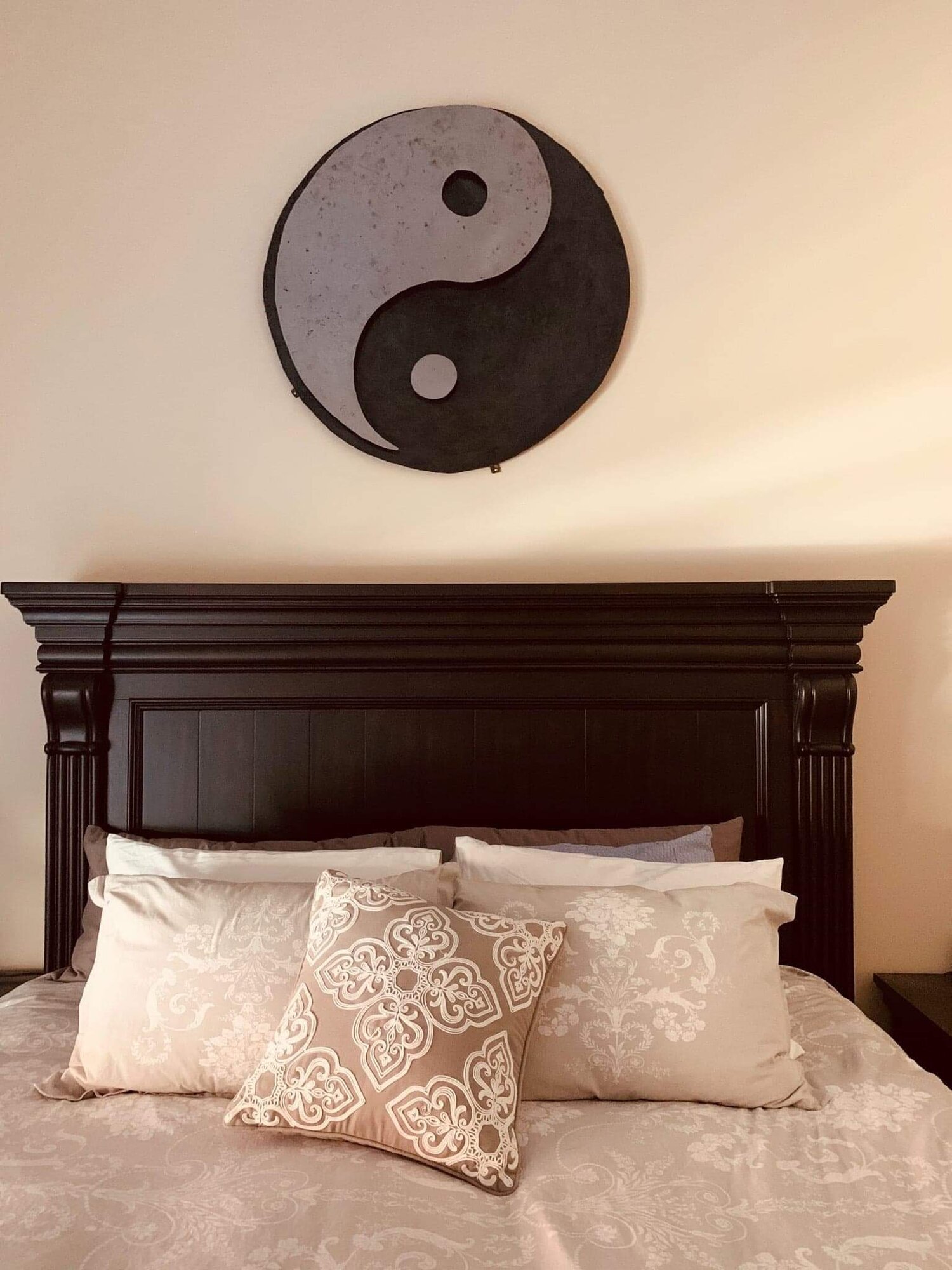 Custom 4 foot “Yin and Yang" symbol wall hanging for a residence.