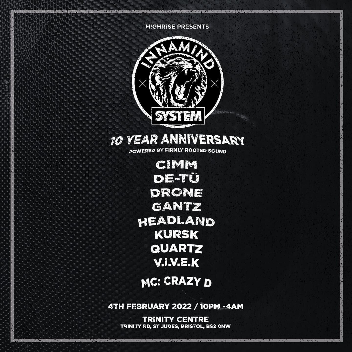 Look at this crew of Legends! Big up @systemmusicuk and @innamindrecs everytime. Link in the bio 💨💨💨

Big up @viveksystem and @jez_imr for the decade of solid graft 👑👑

Lineup: @detuuuu @drone_uk @gantzzu @headlandbeats @jez_imr @quartzmusic @vi