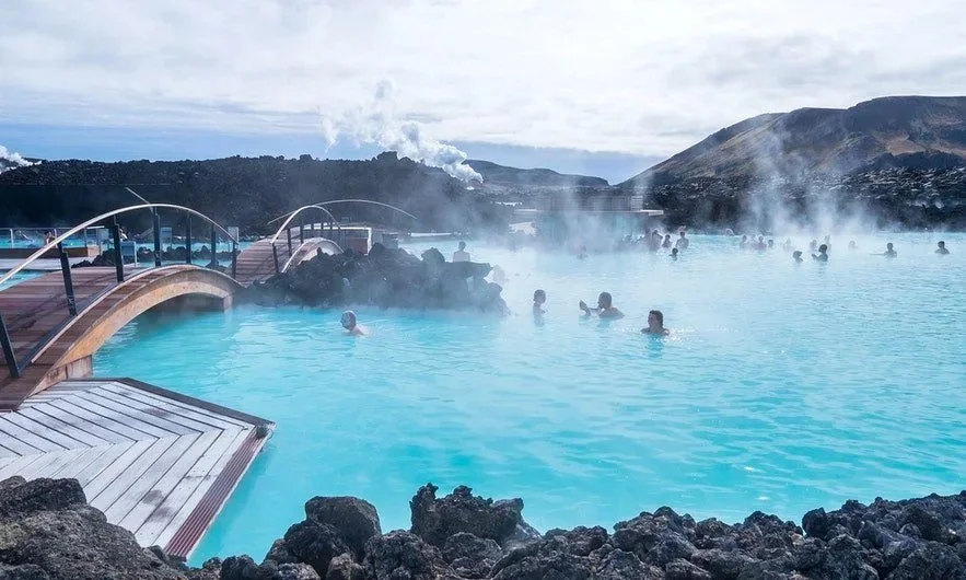 Milky-blue water of the Blue Lagoon geothermal spa in Iceland