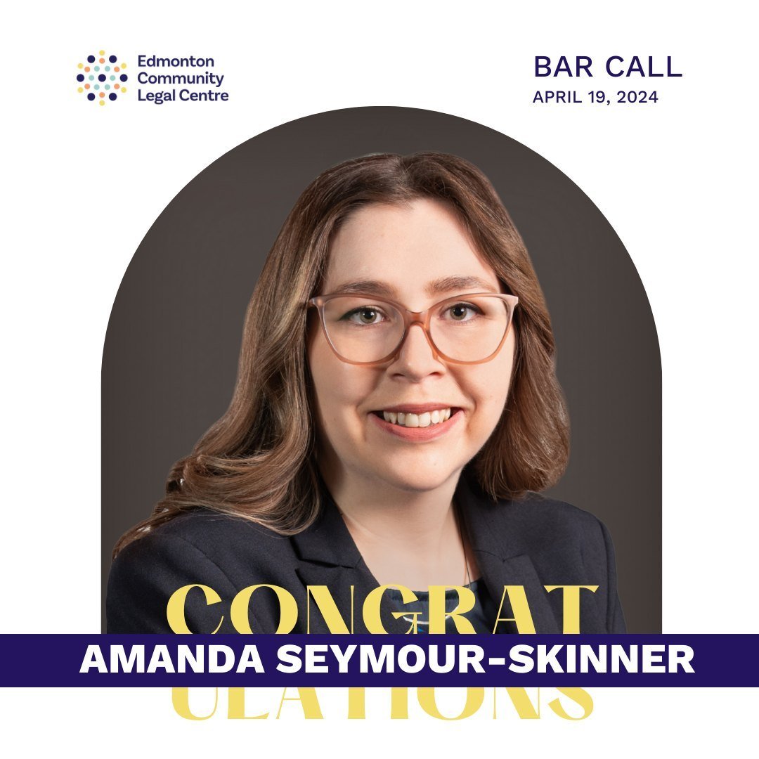 It is with warm hearts that we extend our congratulations to volunteer Amanda Seymour-Skinner on being called to the bar last Friday, April 19, 2024! 🥳⁠
⁠
💜Amanda volunteered with ECLC while she was a student-at-law, and hopes to continue volunteer