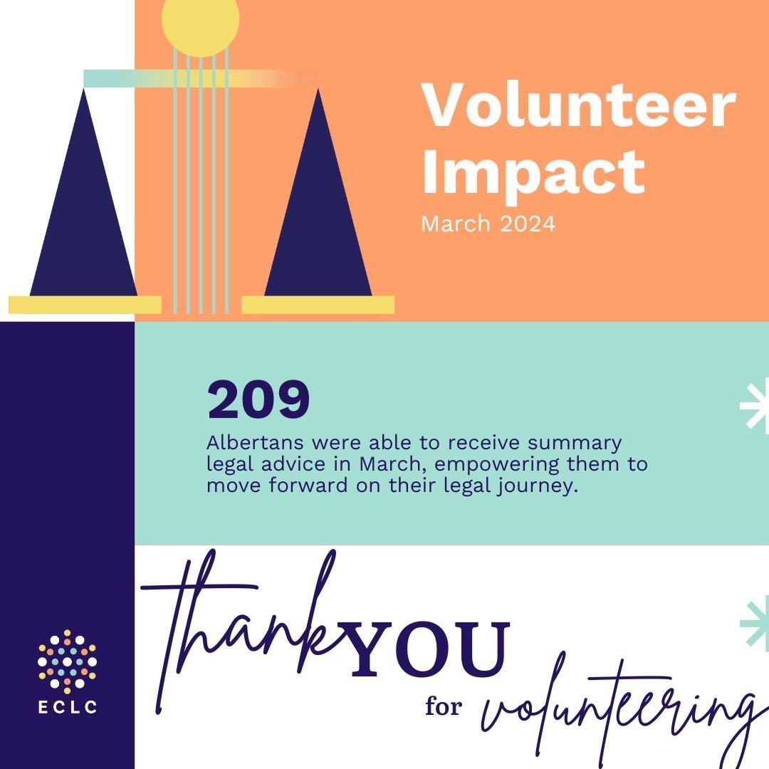 Thank you for supporting access to justice in our community! With your assistance, last month 209 Albertans received summary legal advice at ECLC. ⁠
⁠
Your support ensures that more individuals can advocate for their rights and express their voices. 