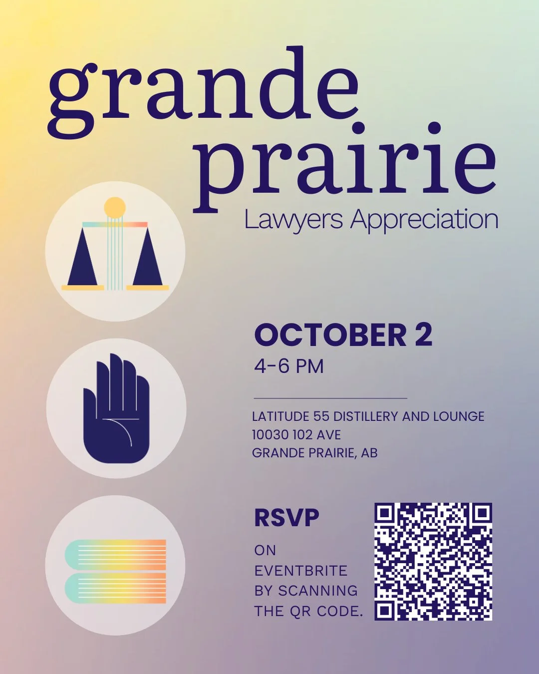 Hey #GrandePrairie lawyers! We&rsquo;re celebrating YOU and your incredible pro bono contributions! 🎉⁠
⁠
Join us on October 2 from 4&ndash;6 PM at the Latitude 55 Distillery and Lounge for an appreciation event in your honor. Let&rsquo;s come togeth