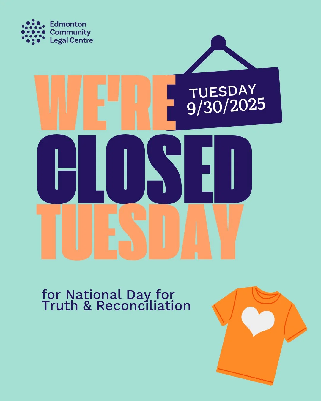 In recognition of the National Day for Truth and Reconciliation, our office will be closed tomorrow, September 30.⁠
⁠
We encourage everyone in our community to take this time to reflect, learn, and engage in meaningful conversations about the history