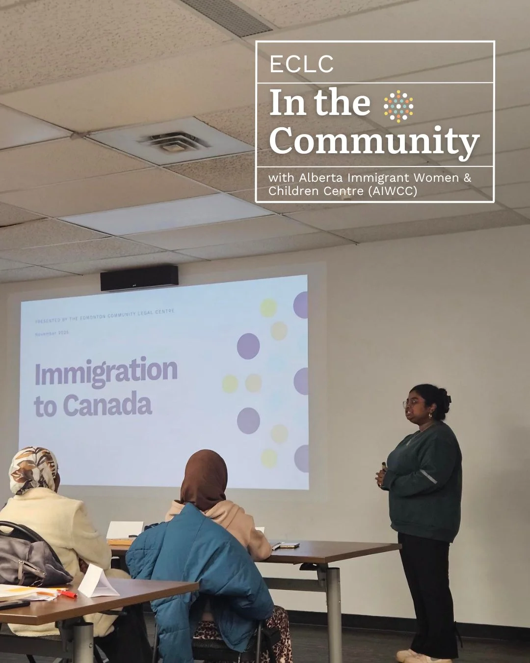 Today we had the pleasure doing another free Public Legal Education session with the Alberta Immigrant Women &amp; Children Centre (AIWCC). ⁠Legal information is another way to promote access to justice! ⁠
⁠
Articling student Eunice helped present an