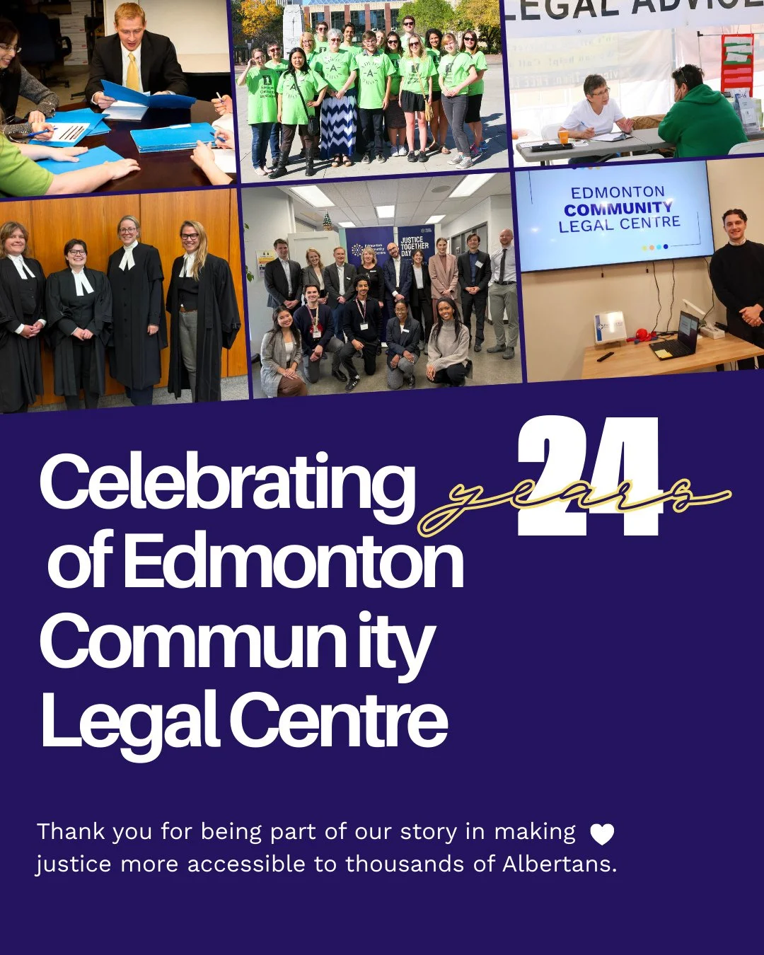Today, the Edmonton Community Legal Centre proudly celebrates 24 years of service in the community! ⁠
⁠
For over two decades, our work has been driven by the shared belief that access to justice is a right, not a privilege. Thanks to this commitment 