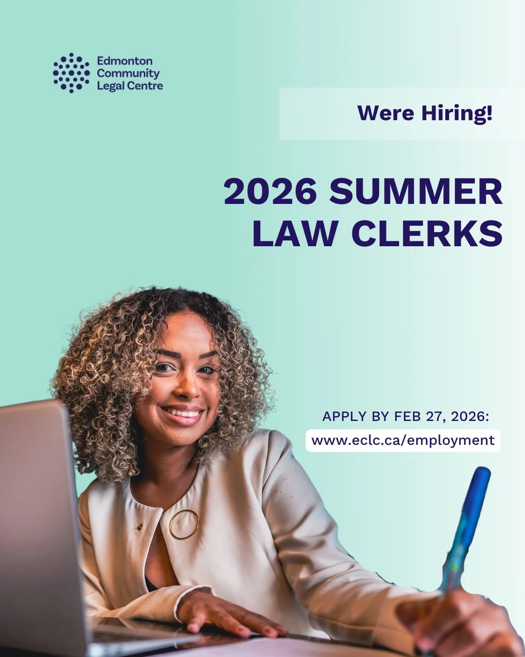Hey law students! Are you passionate about access to justice and committed to working with equity-seeking populations? Do you thrive in a dynamic and collaborative environment? If so, we want you to join us as a 2026 summer law clerk! ⁠
⁠
Head to our