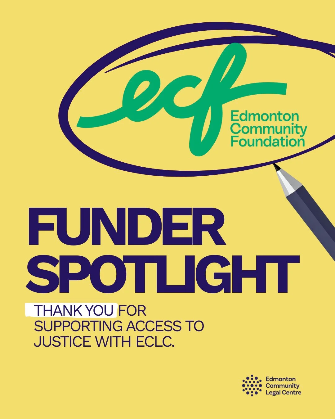Today we are giving a special shoutout to one of ECLC&rsquo;s incredible supporters: the Edmonton Community Foundation! ⁠
⁠
As a non-profit, we rely on the generosity of our funders to keep our work in access to justice moving forward, and we are so 