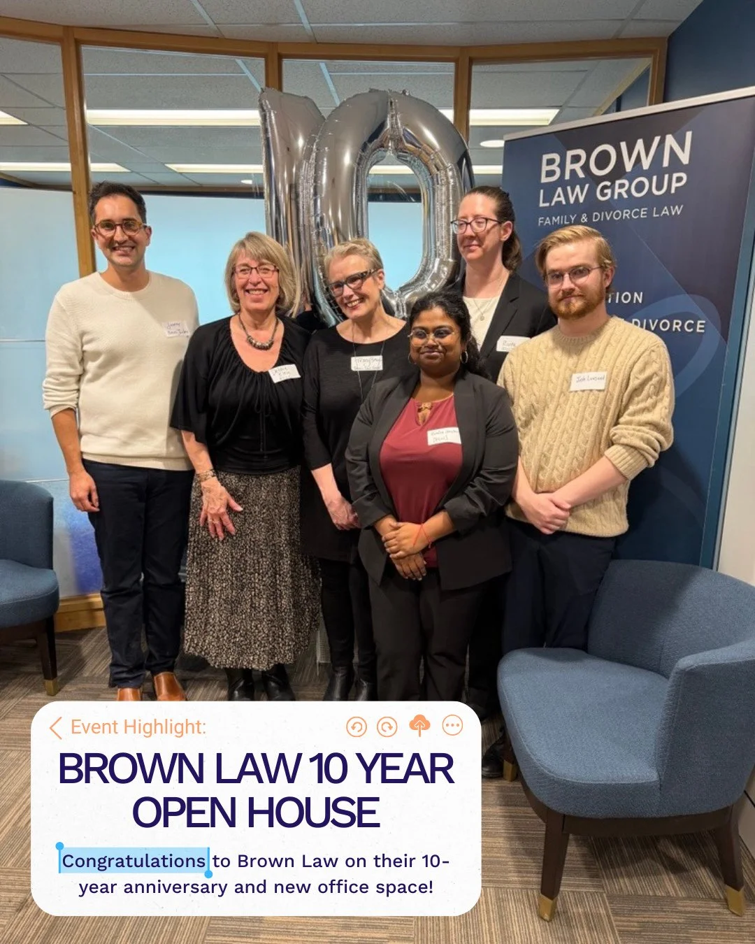 Congratulations to Brown Law Group for celebrating their 10-year anniversary and new office space! ECLC staff and students were happy to be in attendance to celebrate with the firm! ⁠
⁠
Fun fact: 6 lawyers from the firm currently volunteer with ECLC!