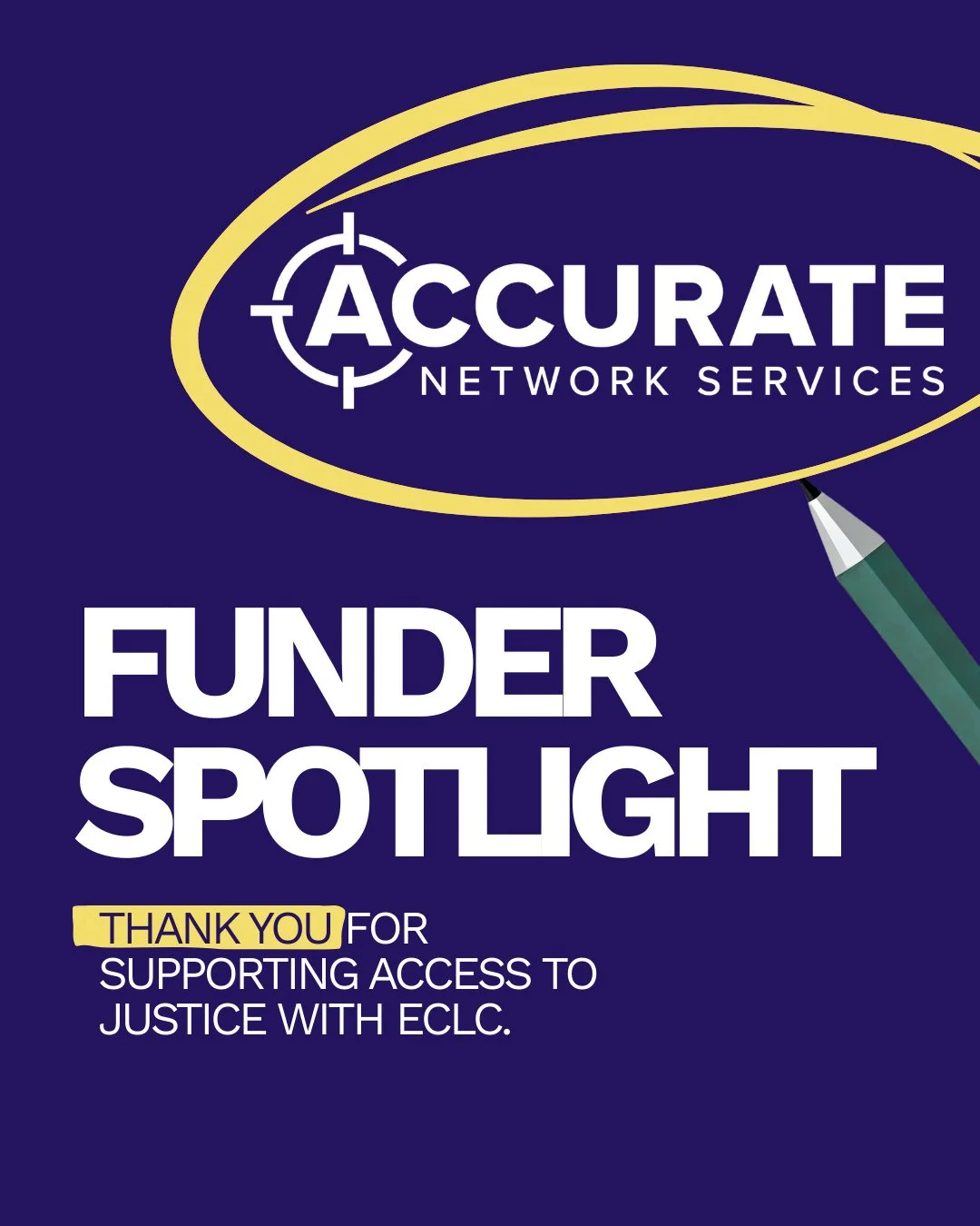 Today, we want to shine a spotlight on another one of ECLC&rsquo;s incredible supporters: Accurate Network Services!⁠
⁠
As a non-profit organization, generosity from supportive community partners like Accurate Network Services means we get to keep ou
