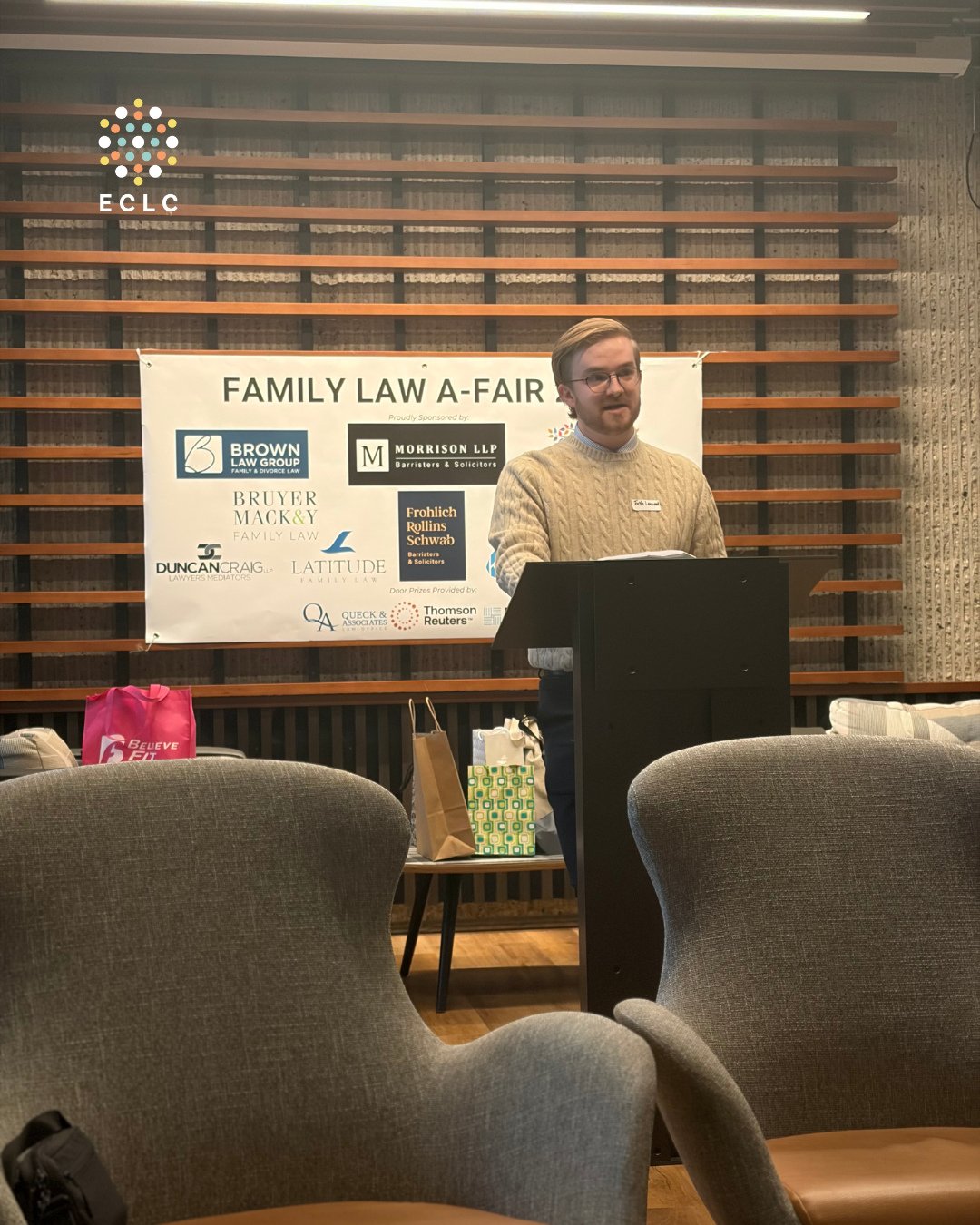 Articling student Josh delivered a speech last Friday at the Family Law A-Fair, hosted by the @cbaalberta. This networking event brings together family lawyers and law students interested in exploring family law.⁠
⁠
Josh shared his insights on how hi