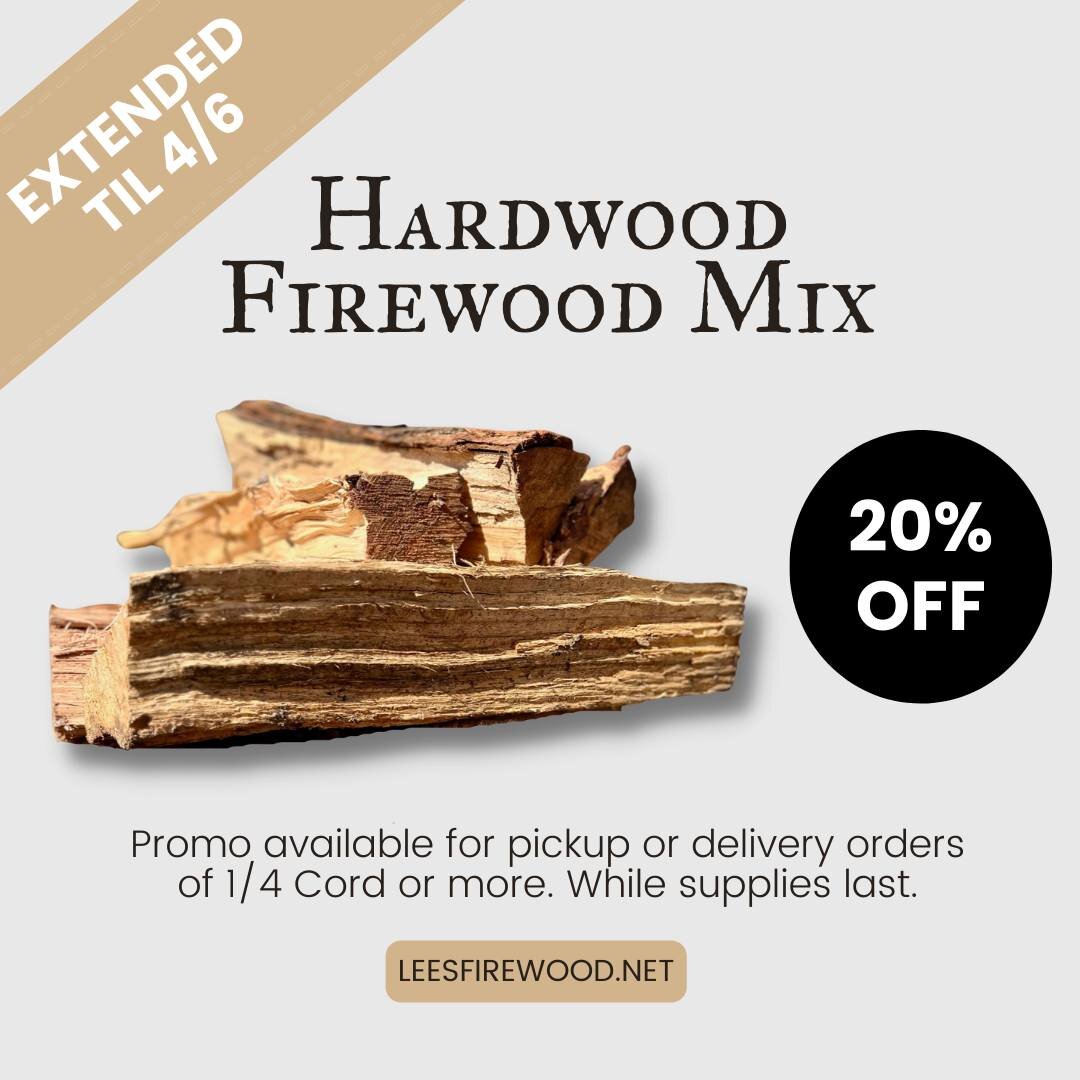 April Fools...We a little more inventory to move 😉

Grab our Hardwood Firewood Mix for 20% off before it's gone: leesfirewood.net/residential-firewood/p/hardwood-mix