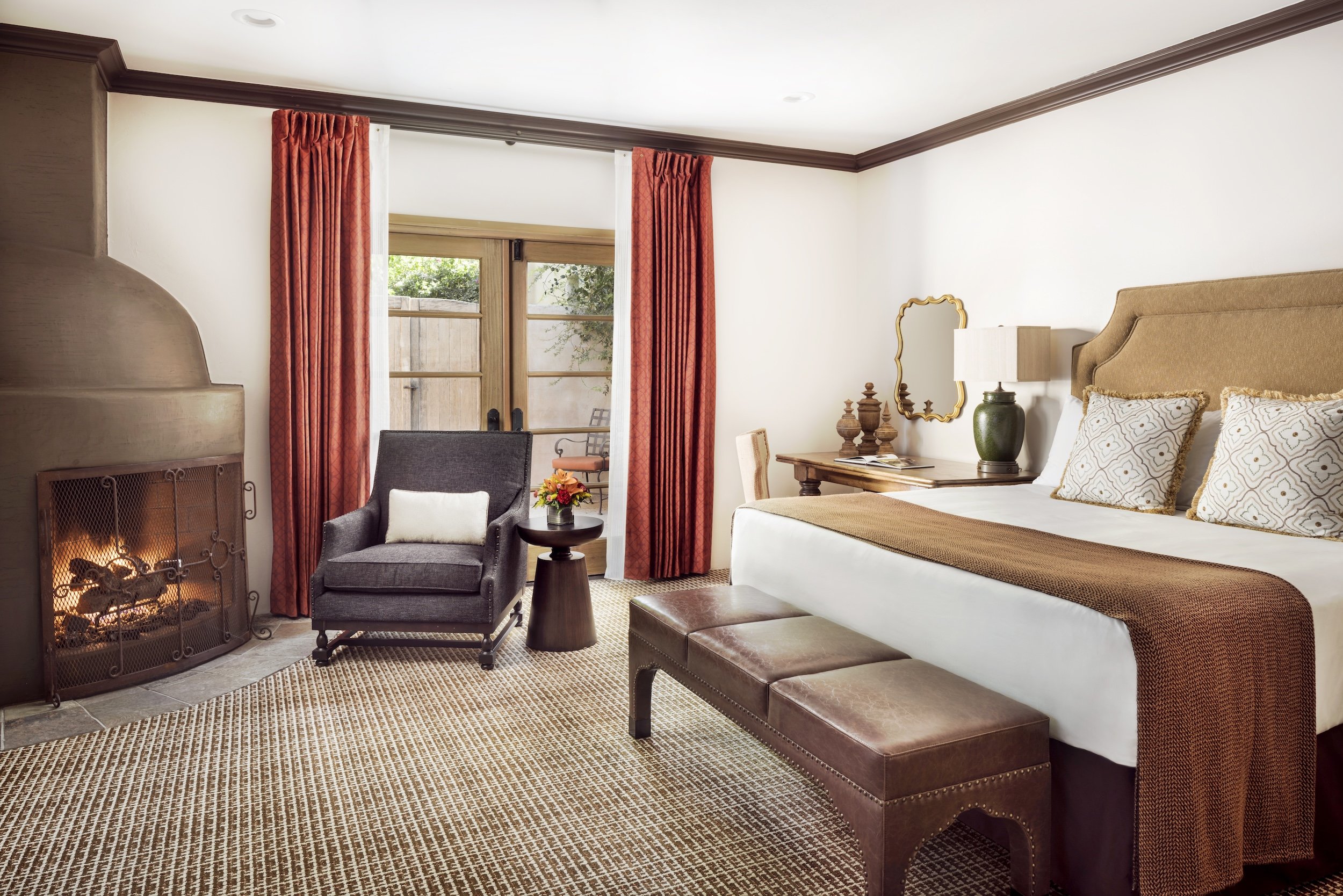 royal palms resort guest room and fireplace