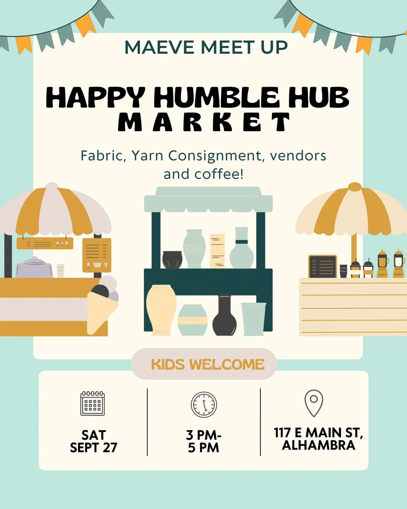 Let&rsquo;s meet up and check out this market space that hosts the Fiber Market&mdash;a fabric and yard consignment, along with tons of other vendors. We can browse, then hang out and grab coffee or tea from one of the market vendors.

Kids and babie
