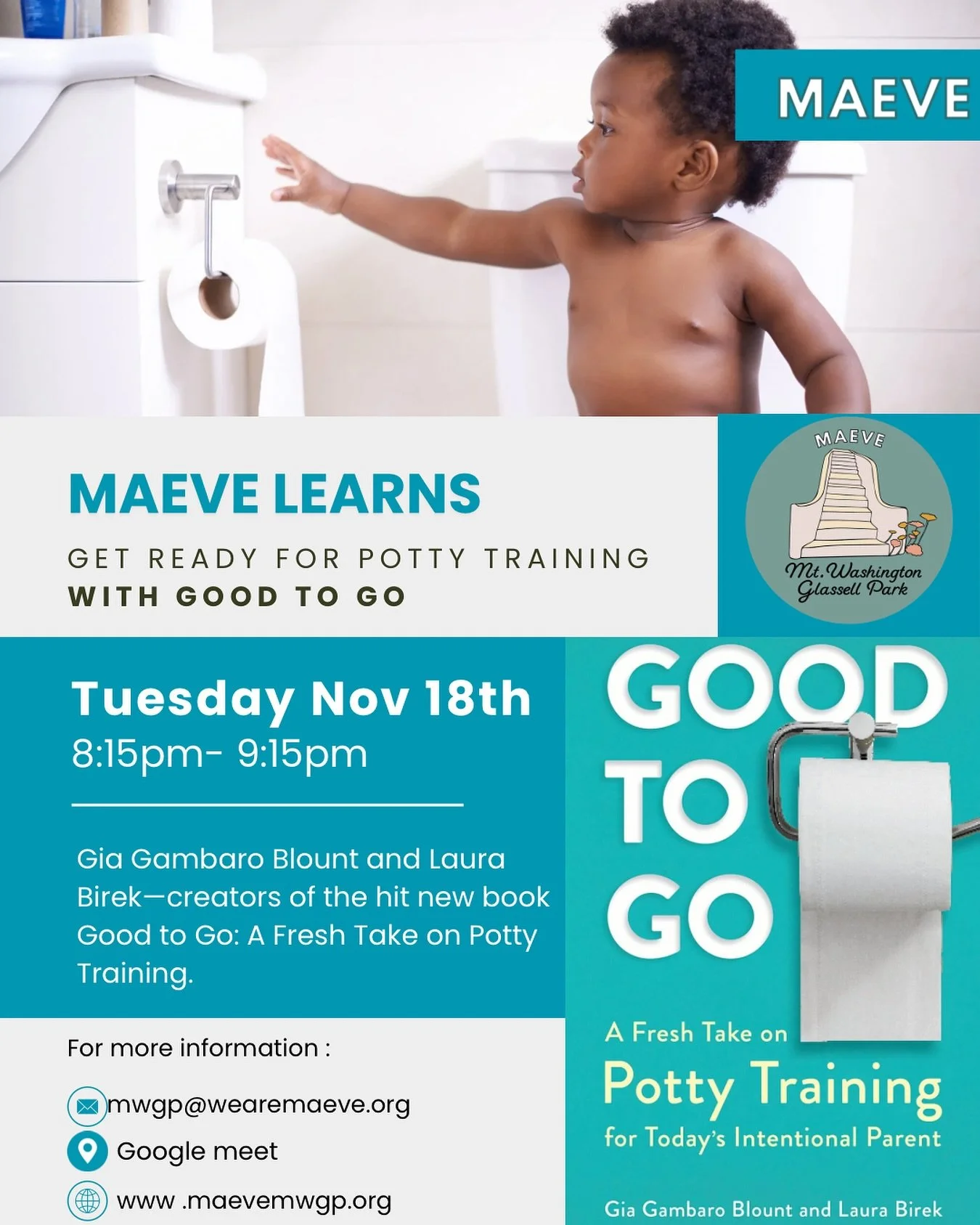 NELA moms and authors Gia Gambaro Blount and Laura Birek&mdash;creators of the hit new book Good to Go: A Fresh Take on Potty Training for Today&rsquo;s Intentional Parent&mdash;will share their proven potty-training methods in this fun, informative 