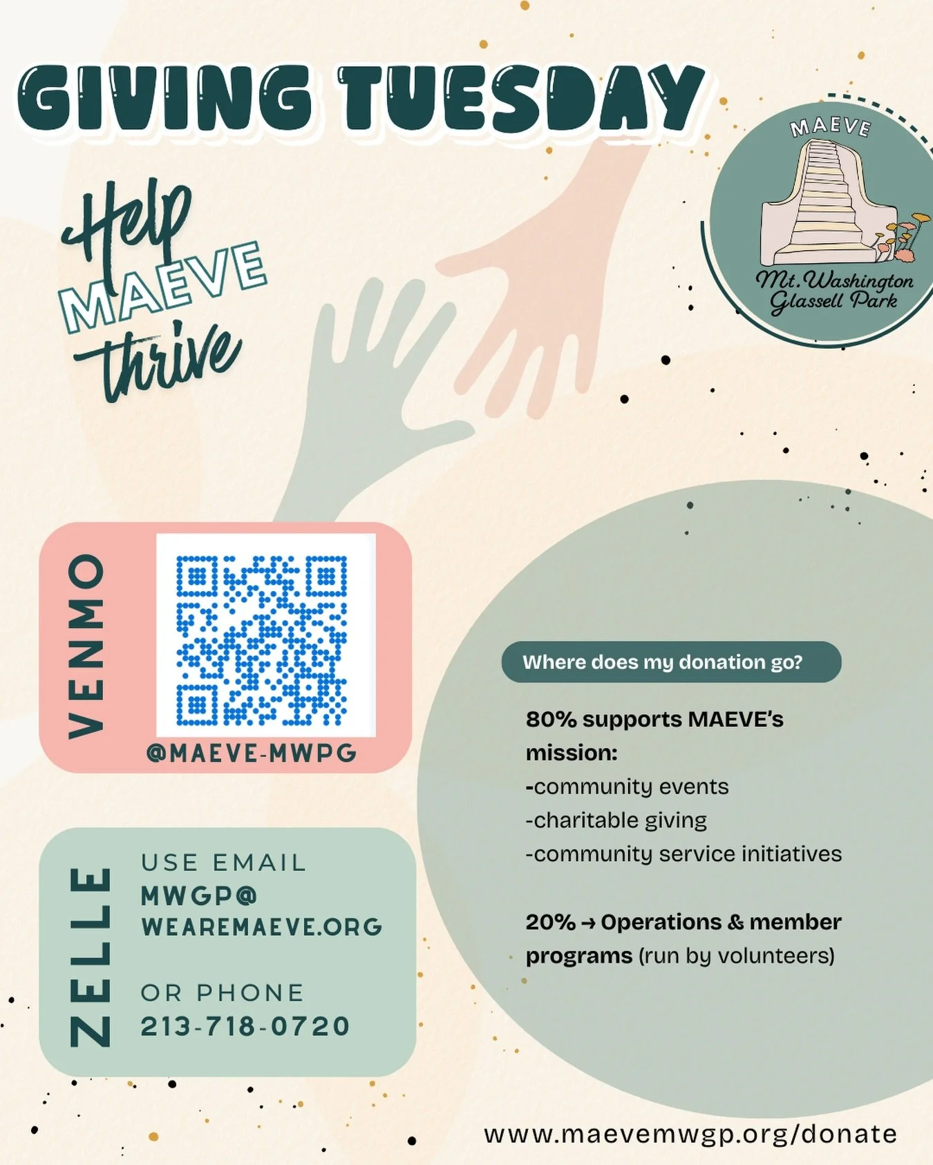 💝On this Giving Tuesday- please help us strengthen our Maeve Mt. Washington-Glassell Park village. 

Maeve exists because parenting is easier, and so much more rewarding, when we do it together. Help our chapter keep connecting parents and children 