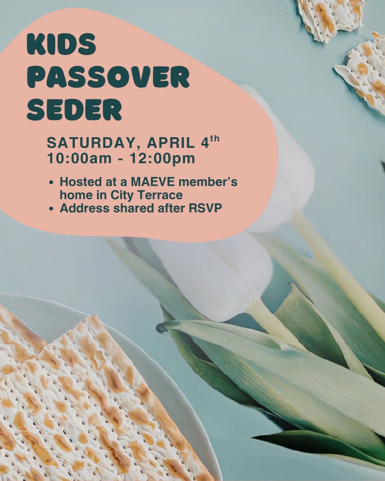 ✨ Join us for a fun (and short &mdash; iykyk 😅) toddler + kids Passover Seder this Saturday!✨

All are welcome &mdash; whether you celebrate or just want to learn 🤍

🍽️ Kid-friendly haggadah + meal
🎨 Crafts (decorate a seder plate, coloring, + mo