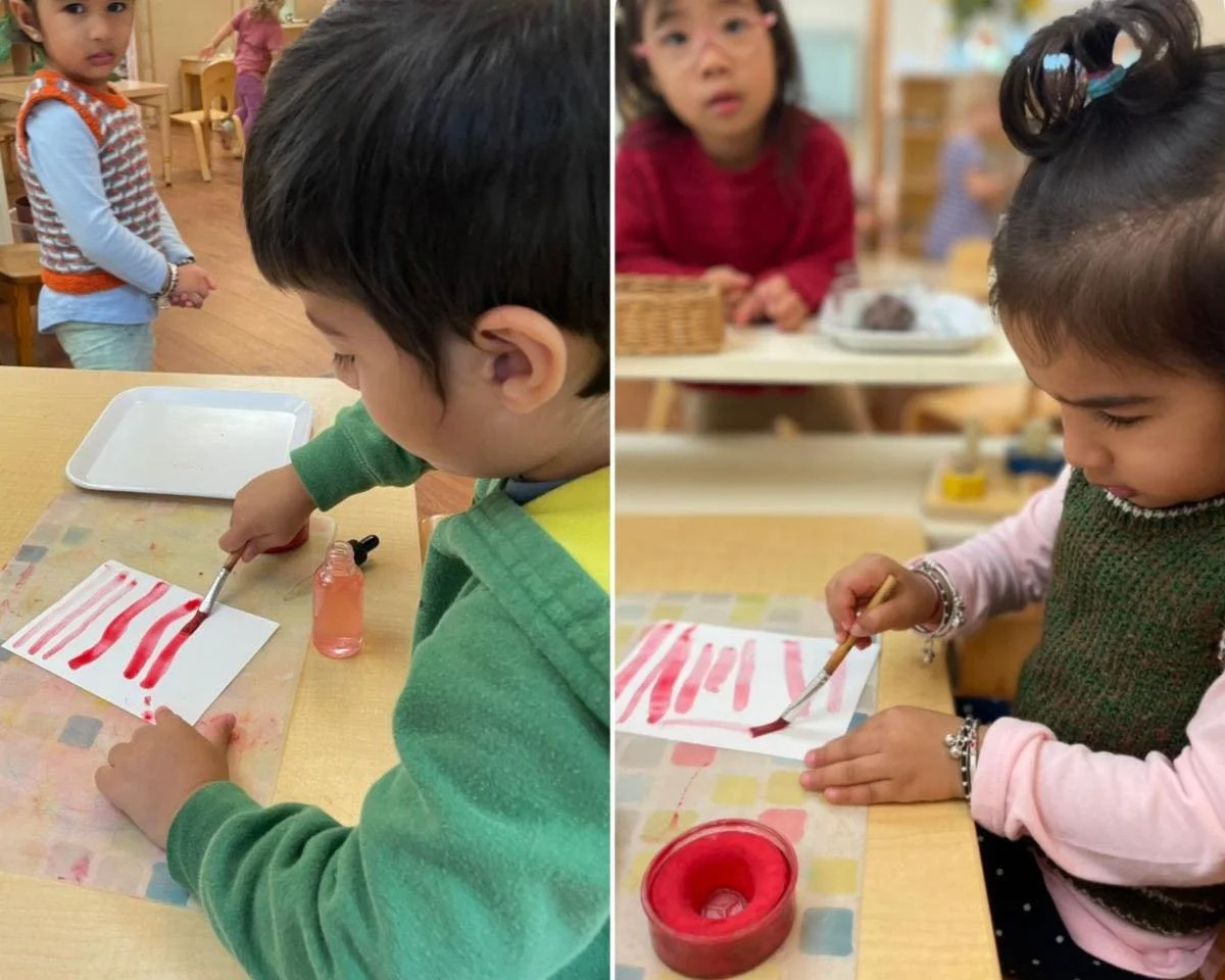 Careful brush strokes, focused gazes, and steady hands. Each movement guided by intention. 
If you look to the background of both images, you will see that the novelty of the work and the full engagement of the workers have drawn the attention of ot