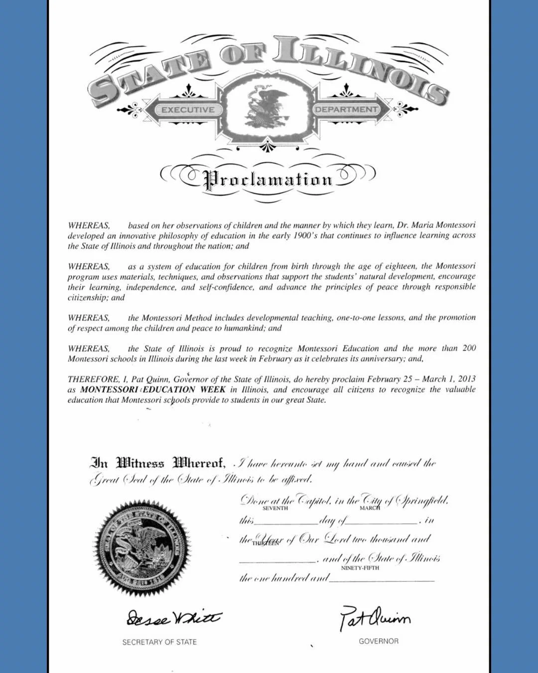 Memory Monday: One of the American Montessori Society learner outcomes is competence and confidence. Another is social responsibility. In 2013 our Elementary students demonstrated both, advocating to the State government to establish February 25 - Ma