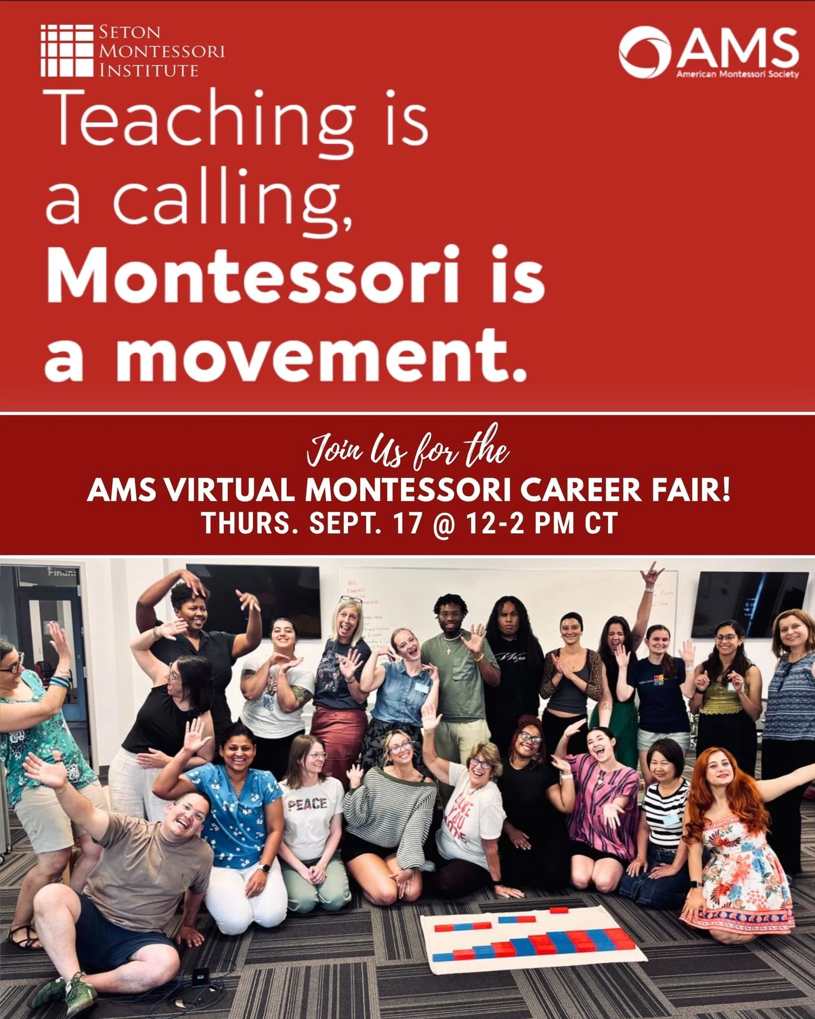 We&rsquo;re excited to be part of American Montessori Society&rsquo;s first Virtual Montessori Pathways Career Fair! We can't wait to meet you there!

Stop by our virtual booth on September 17 and discover how Seton Montessori Institute can help you 